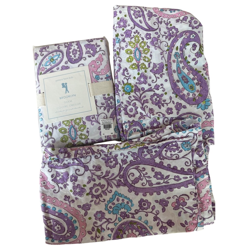 NIB+ bundle Pottery Barn Kids Brooklyn Paisley Standard (3) Shams 100 cotton